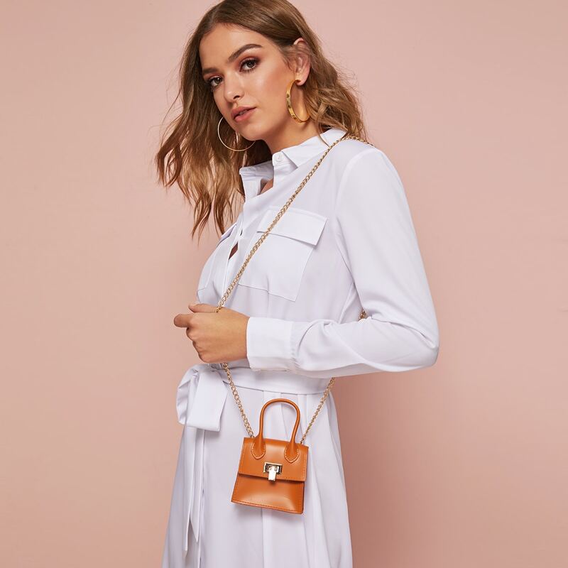 

Mini Flap Chain Satchels, Orange