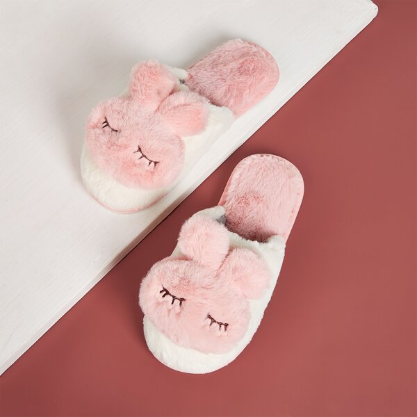

Rabbit Decor Slippers, Pink