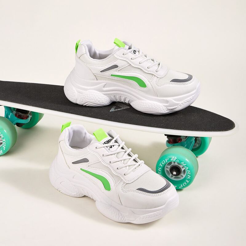 

Lace-up Front Chunky Sneakers, White