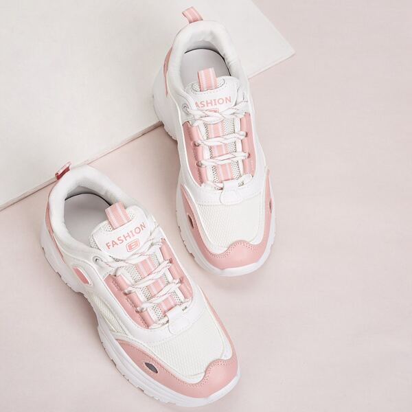

Two Tone Lace-up Front Chunky Sneakers
