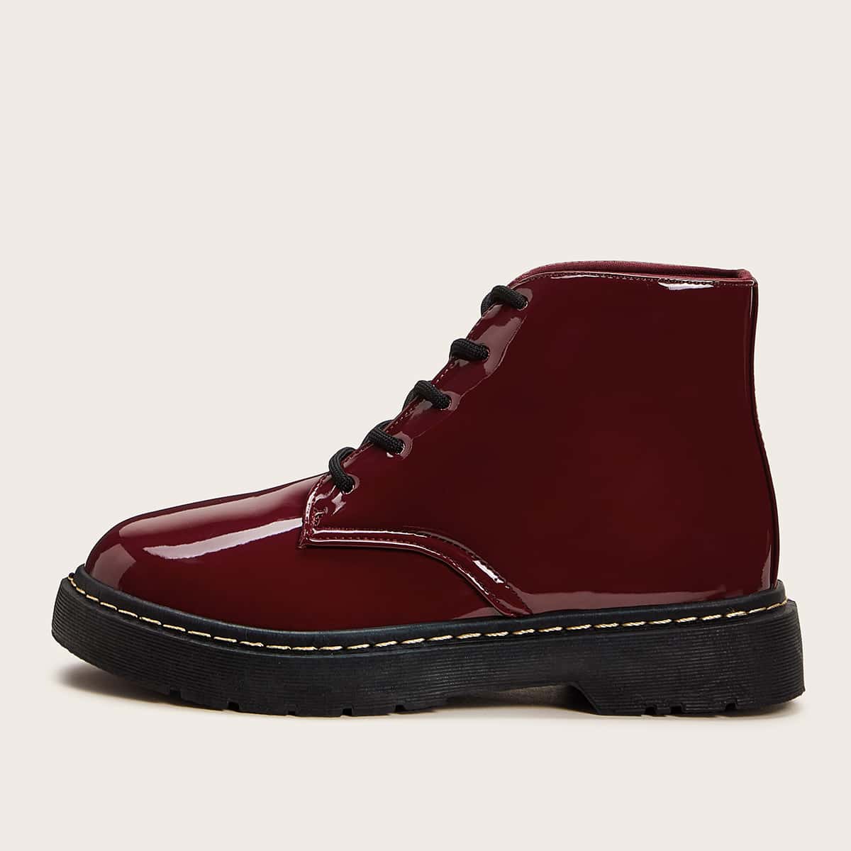 

Lace-up Combat Boots, Burgundy