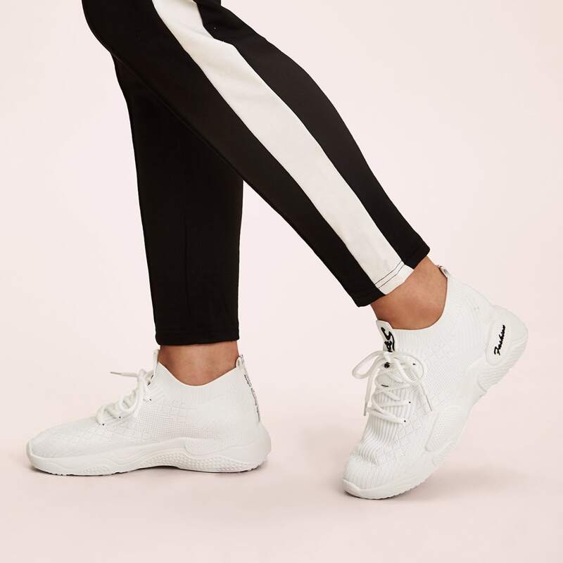 

Letter Graphic Knit Slip On Sneakers, White