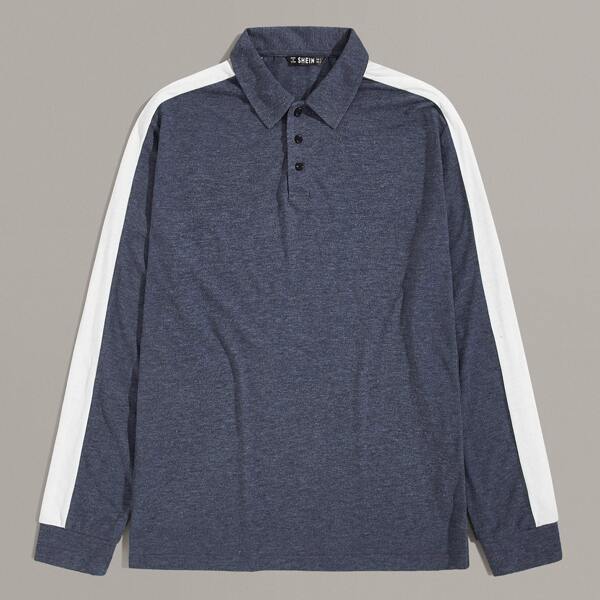 

Men Striped Side Polo Shirt, Navy