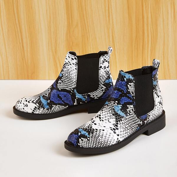 

Snakeskin Print Chelsea Boots, Multicolor