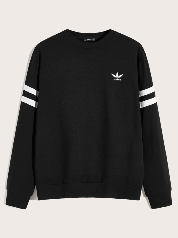 

Men Striped Sleeve Pullover, Black