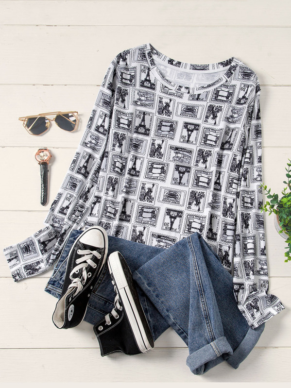 

Plus Allover Letter Graphic Tee, Multicolor