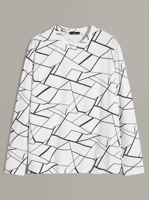

Men Geo Print Top, Black and white