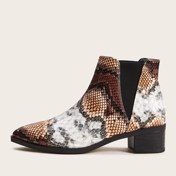

Snakeskin Print Chunky Chelsea Boots, Multicolor