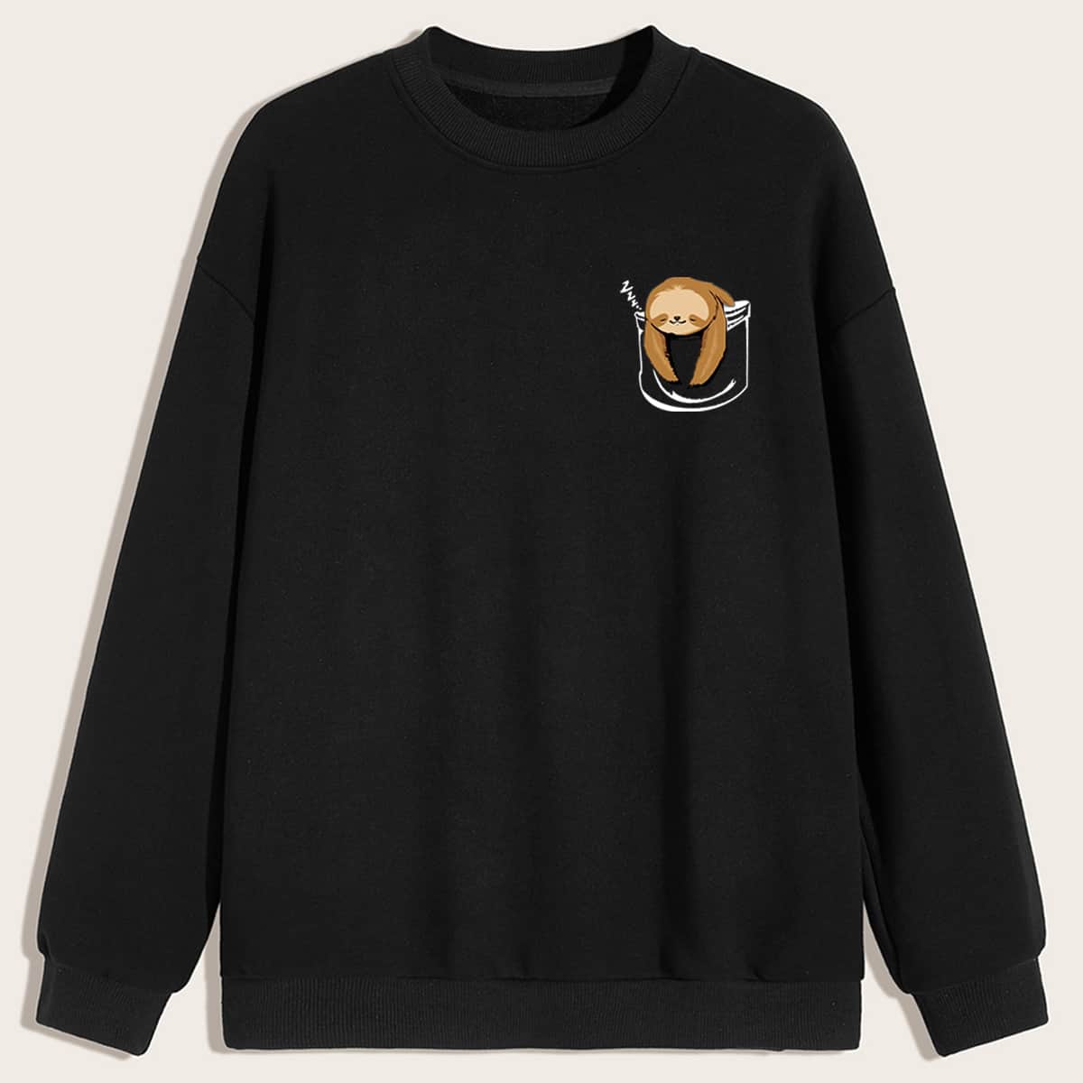 

Guys Drop Shoulder Cartoon Graphic Sweatshirt, Black