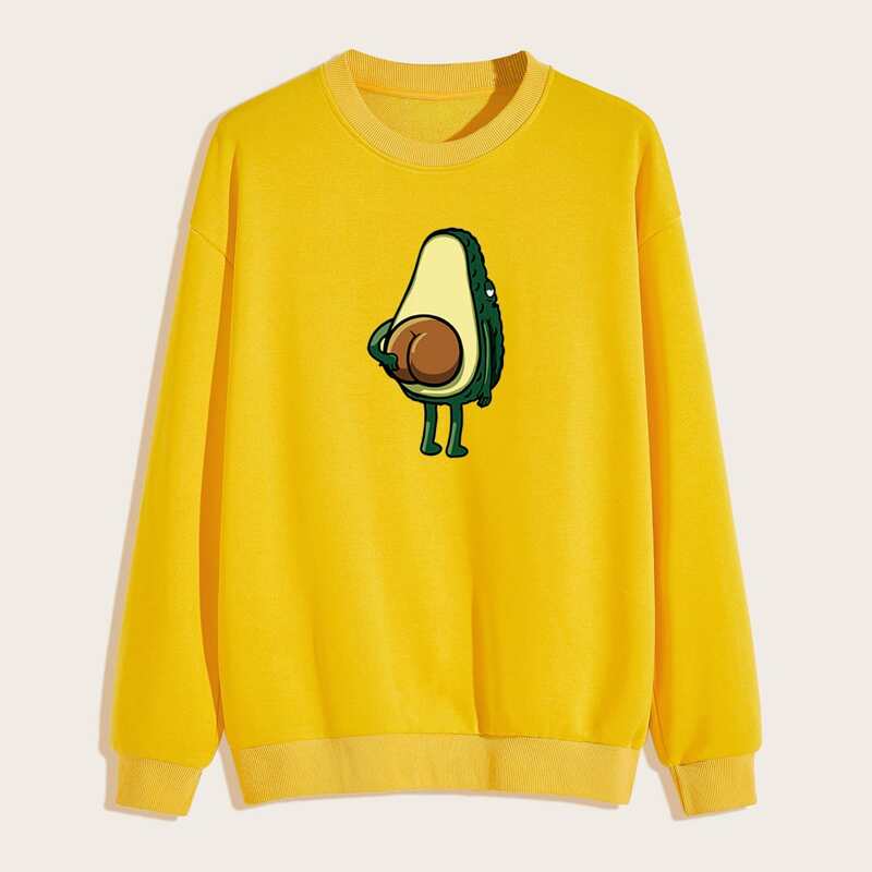 

Guys Drop Shoulder Cartoon Graphic Sweatshirt, Yellow bright