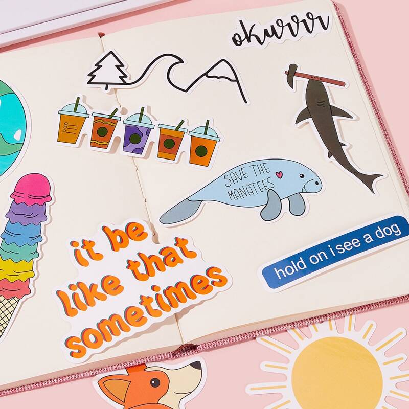 

25pcs Cartoon Animal & Letter Graphic Sticker, Multicolor