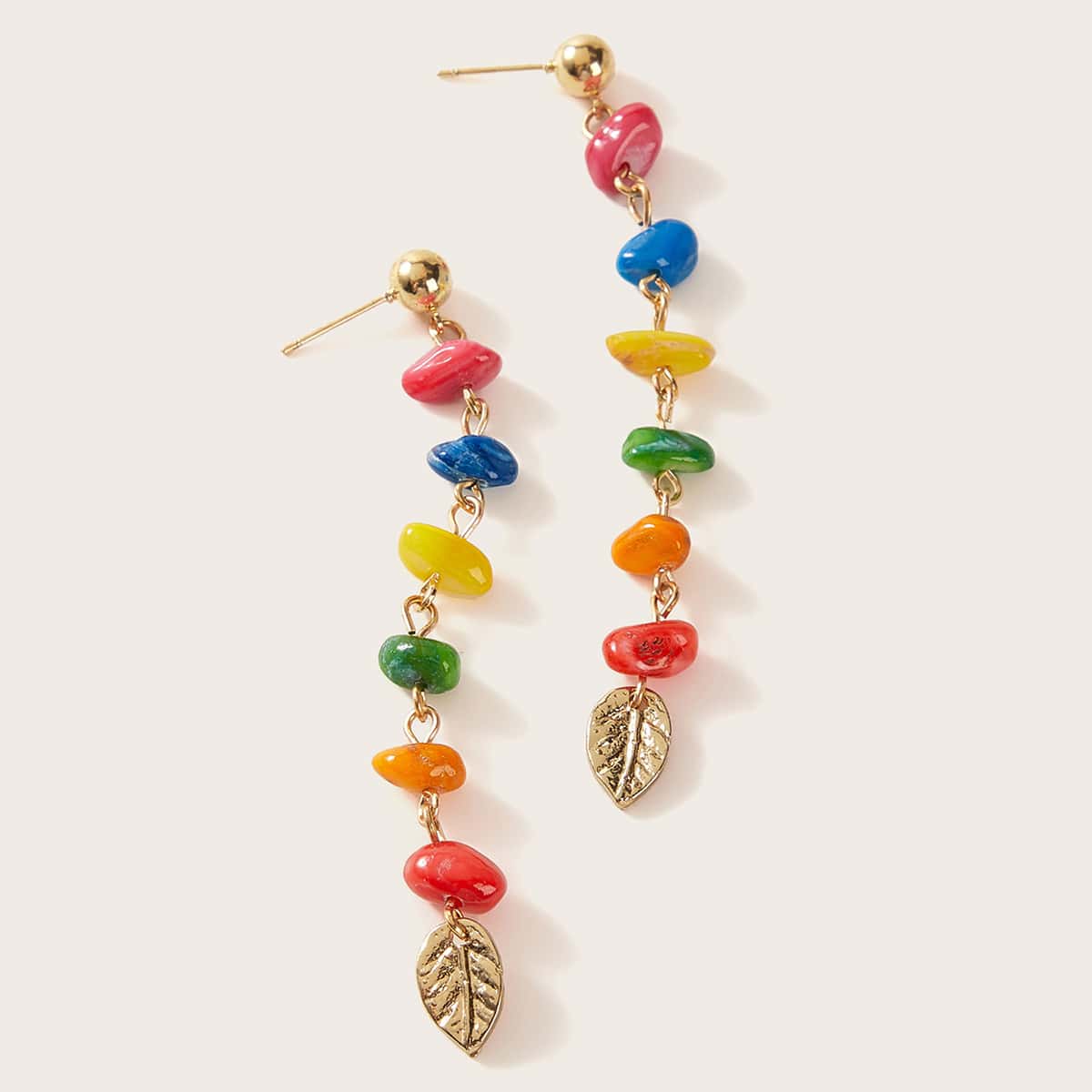 

1pair Leaf Drop Earrings, Multicolor