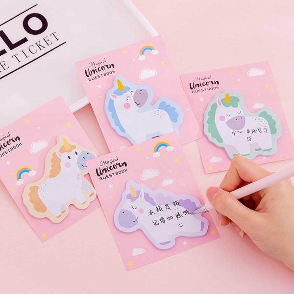

4packs Unicorn Shaped Sticky Note