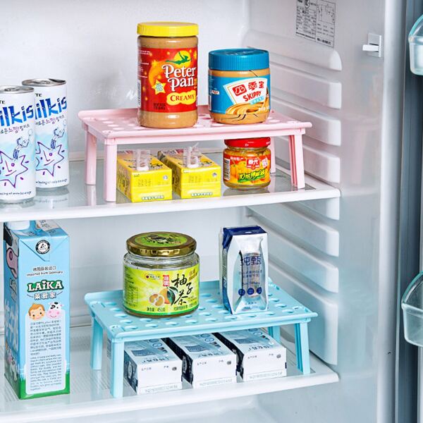 

1pc Kitchen Double Layer Stackable Storage Rack, Multicolor