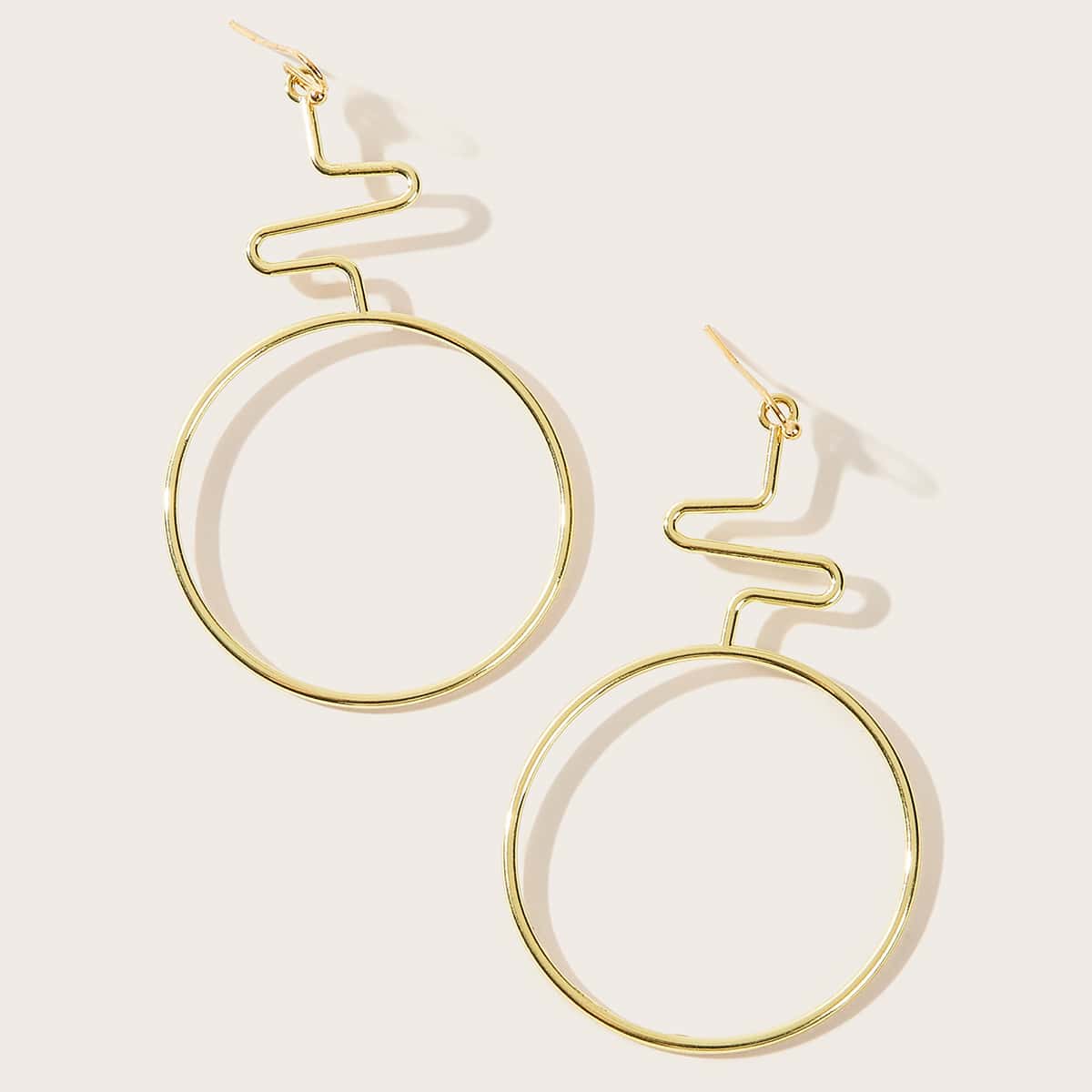 

1pair Round Drop Earrings, Gold