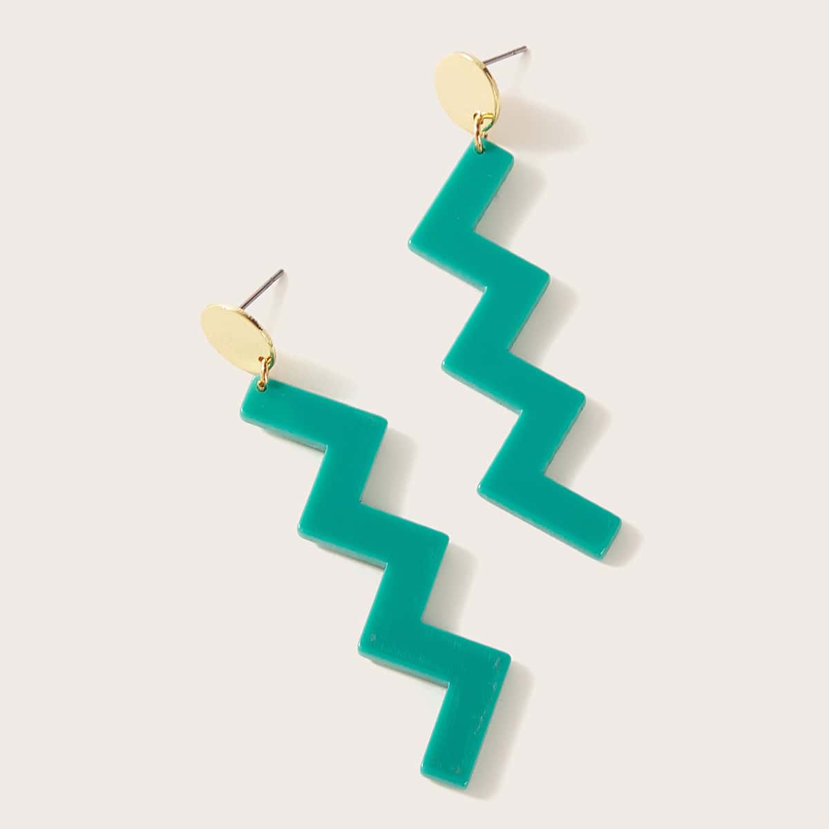 

1pair Chevron Drop Earrings, Green