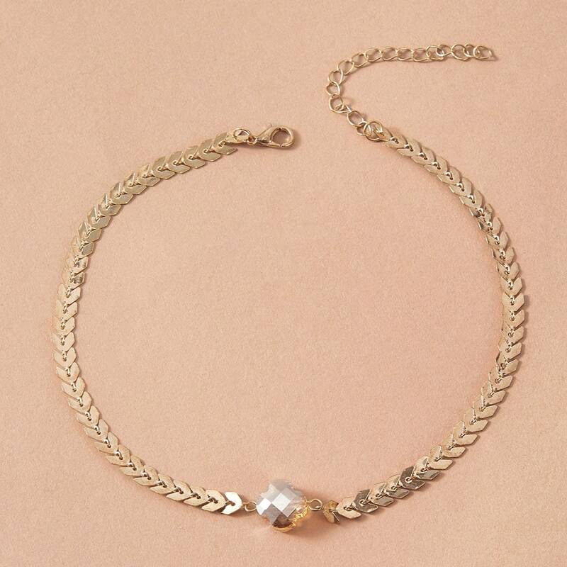 

1pc Leaf Shaped Choker, Gold