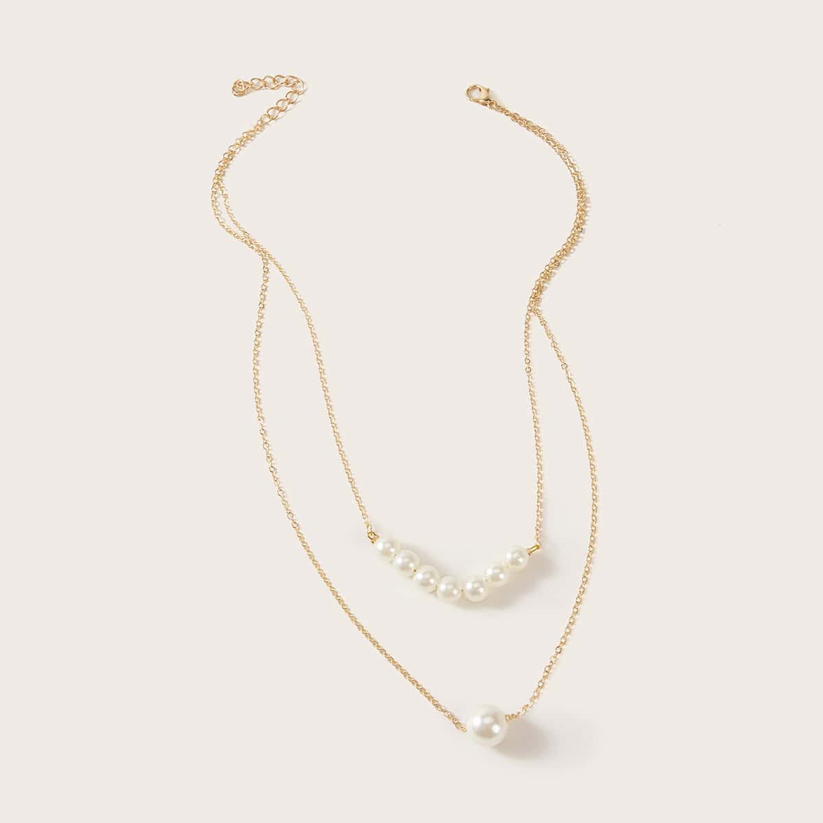 

1pc Pearl Decor Layered Necklace, Gold