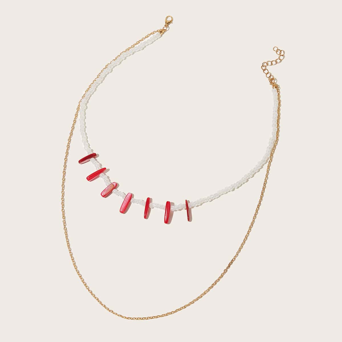 

1pc Beaded Layered Necklace, Multicolor