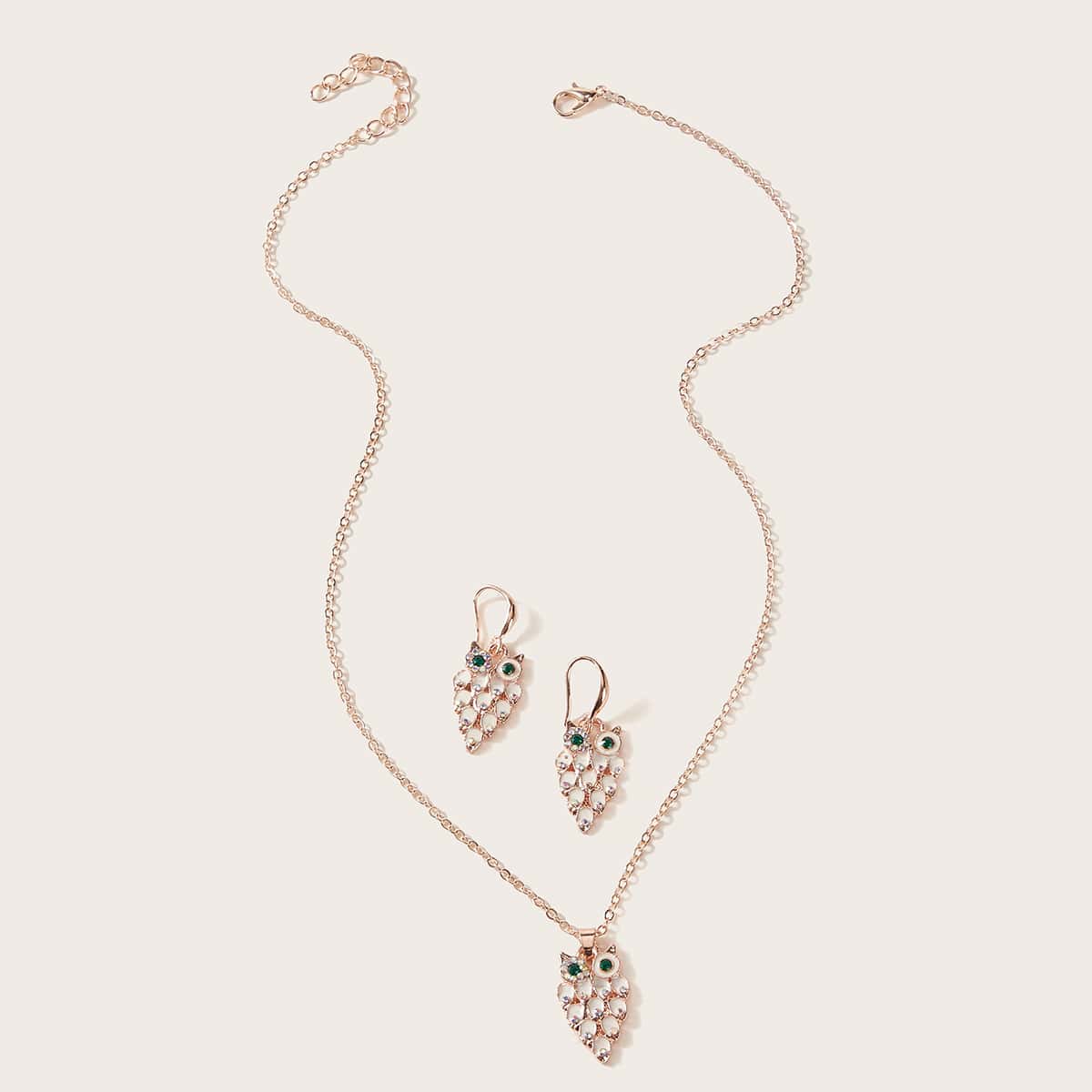 

1pc Owl Charm Necklace & 1pair Earrings