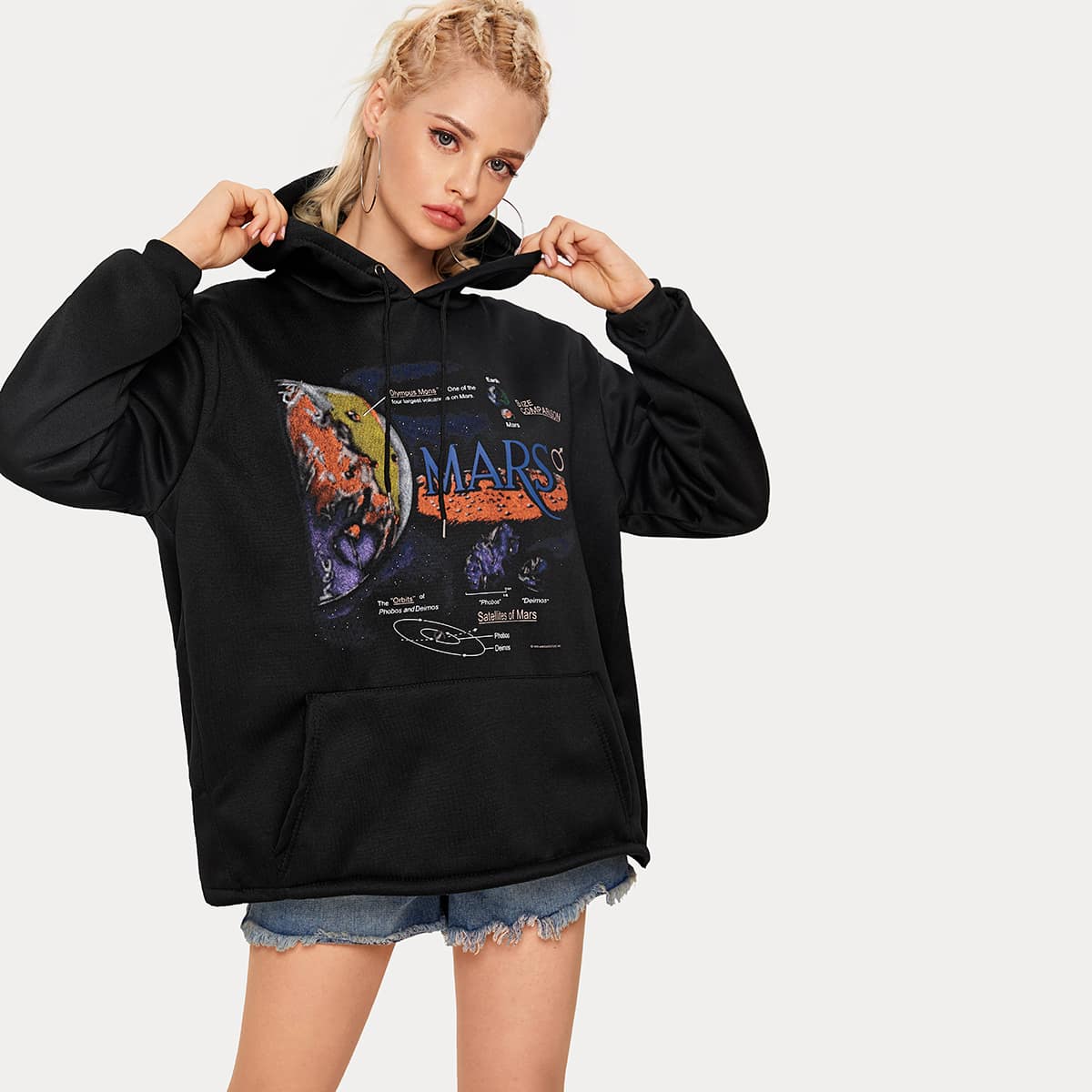 

Galaxy Graphic Oversized Black Hoodie