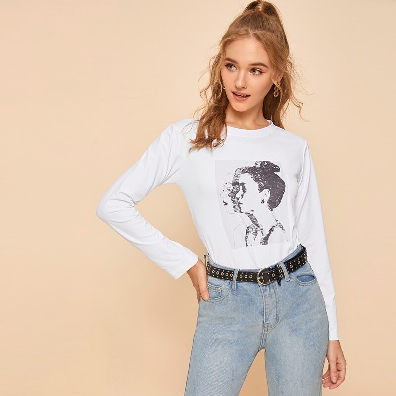 

Figure Graphic Long Sleeve Tee, White
