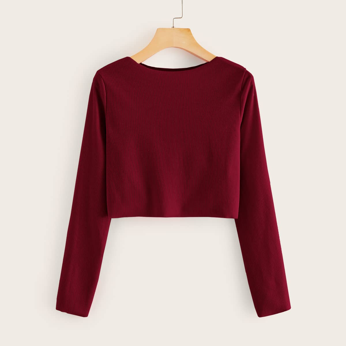 

Burgundy Boat Neck Crop Top