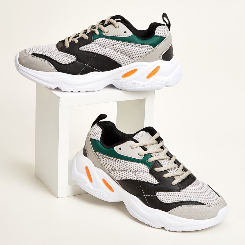 

Guys Lace-up Mesh Panel Chunky Sneakers, Multicolor