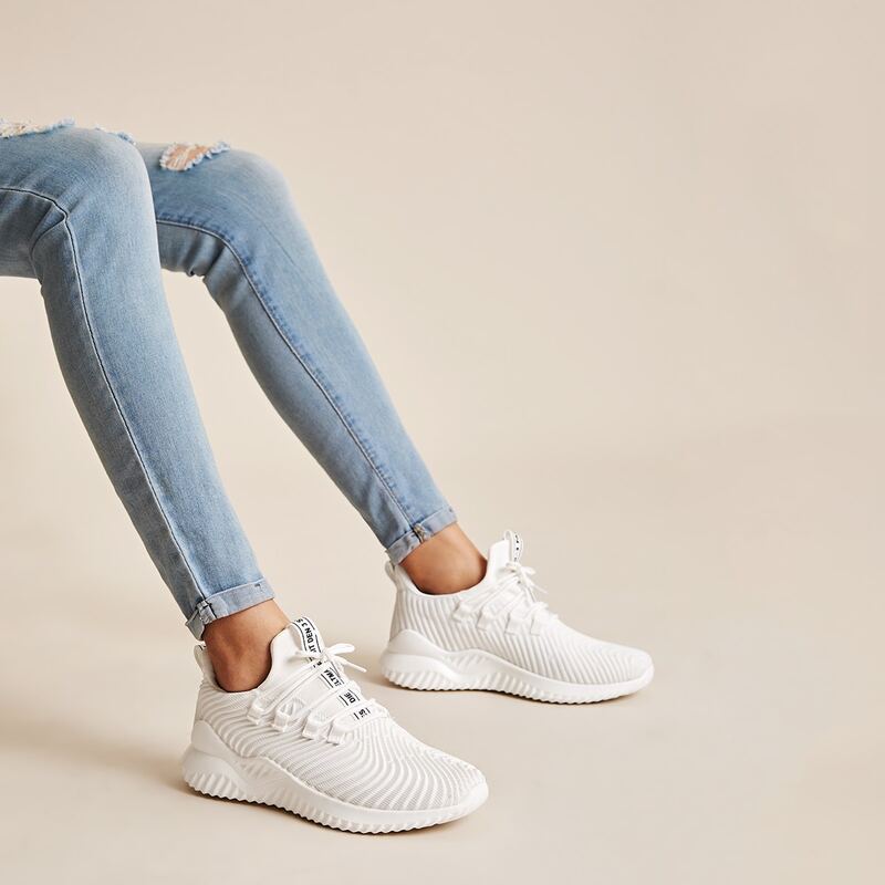 

Slogan Graphic Lace-up Sneakers, White