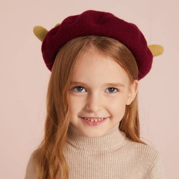 

Girls Antlers Design Berets, Red