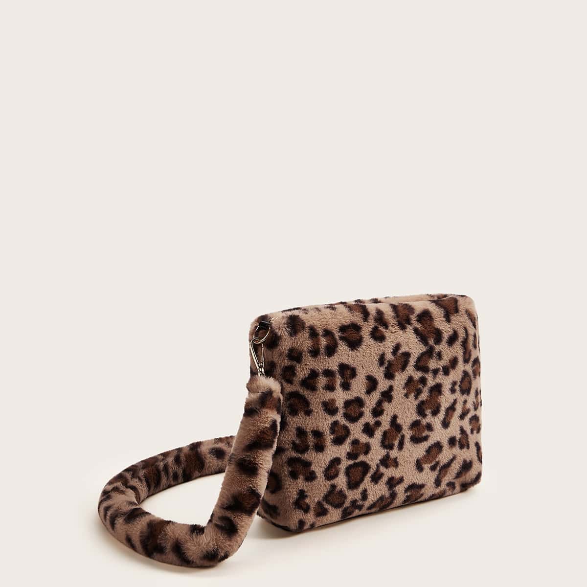 

Fluffy Leopard Tote Bag, Brown