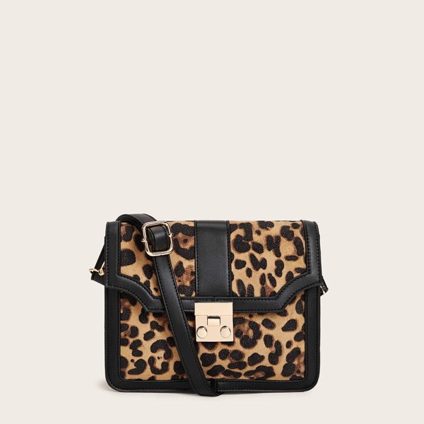 

Push Lock Leopard Crossbody Bag, Multicolor
