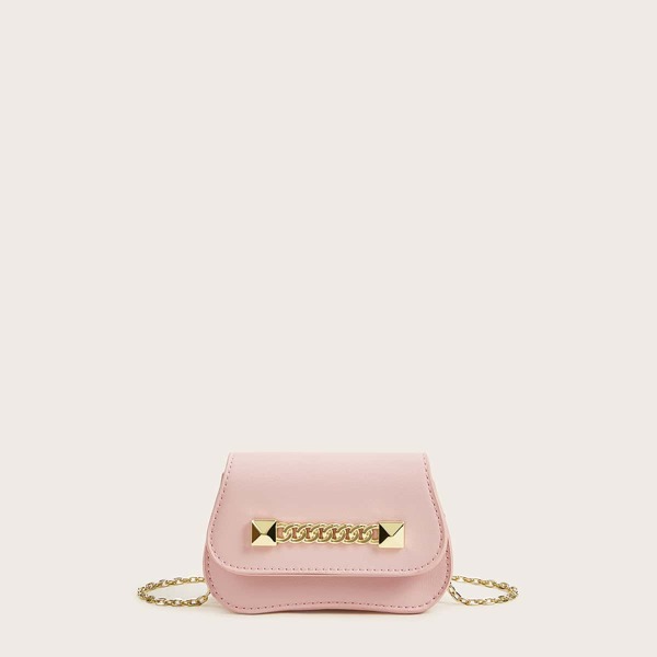 

Mini Chain Decor Crossbody Bag, Pink