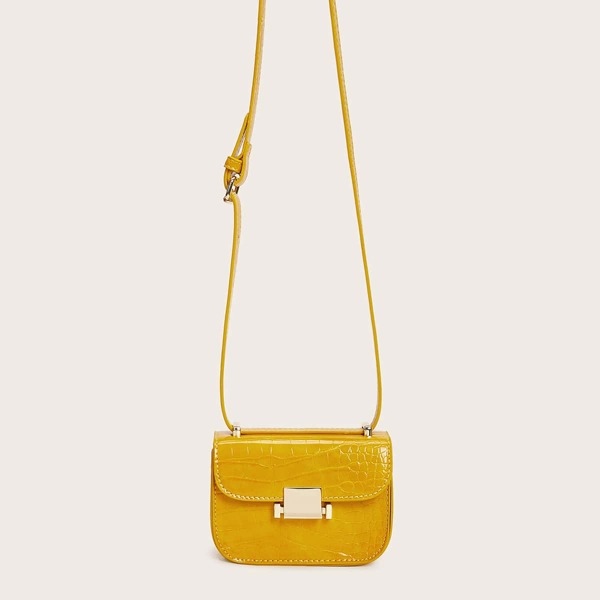 

Mini Croc Embossed Crossbody Bag, Yellow bright