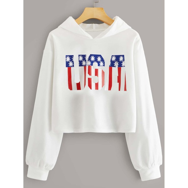 

Red White and Blue Print Hoodie
