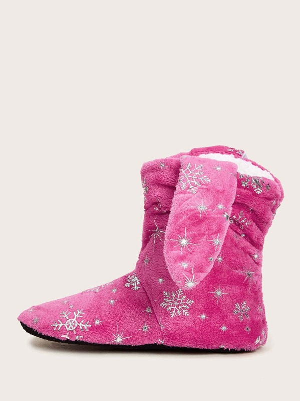 

Snowflake Graphic High Top Boots, Pink