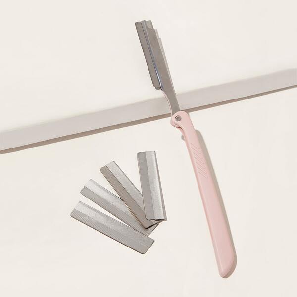

5pcs Folding Eyebrow Shaping Knife, Pink