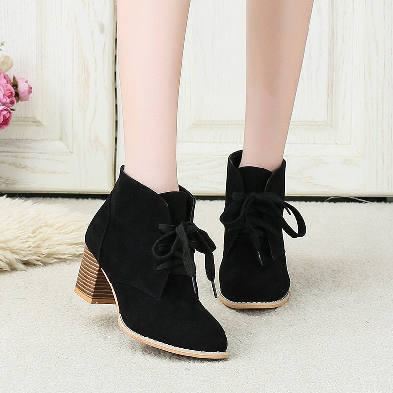 

Lace-up Front Chunky Boots, Black