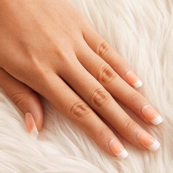

24pcs Plain Fake Nail & Side Tape & Nail File, Nude