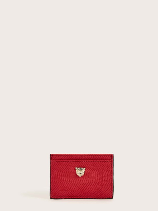 

Metal Decor Snakeskin Purse, Red