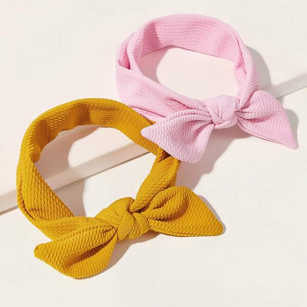 

2pcs Baby Bow Knot Decor Headband, Multicolor