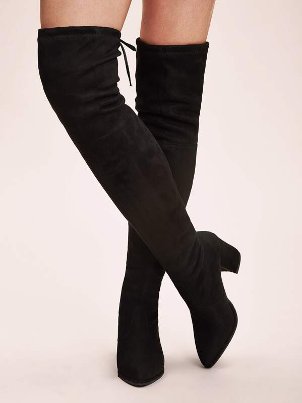 

Tie Back Over The Knee Boots, Black