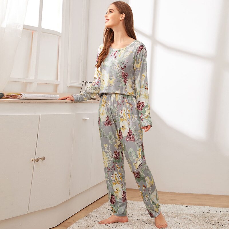 

Floral Print PJ Set, Multicolor