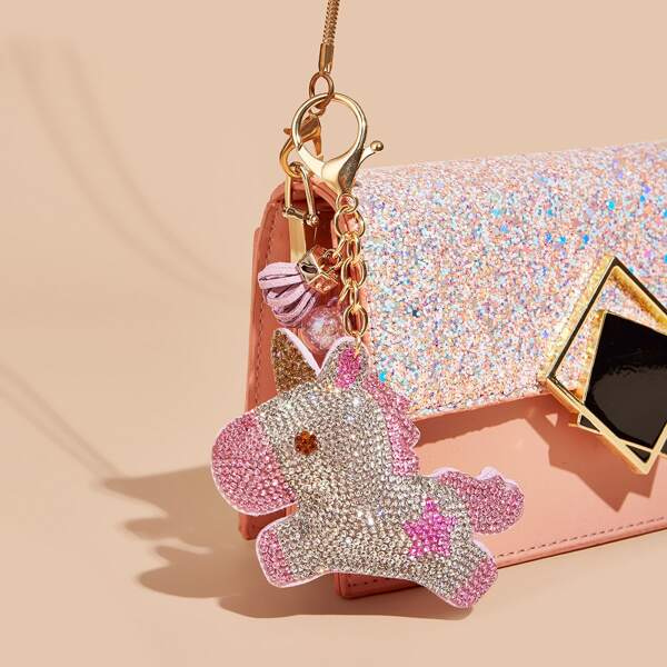 

Rhinestone Decor Cartoon Charm Bag Accessory, Multicolor
