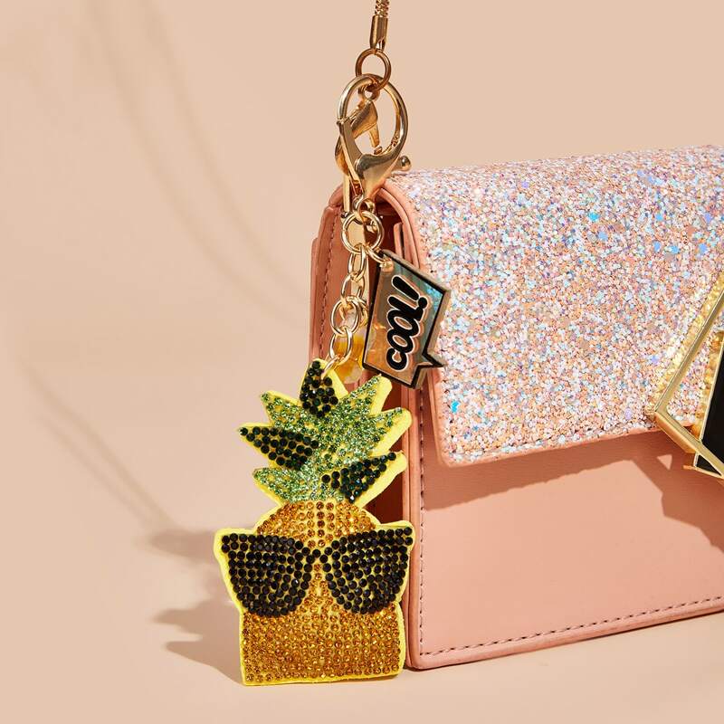 

Rhinestone Decor Pineapple Charm Bag Accessory, Multicolor
