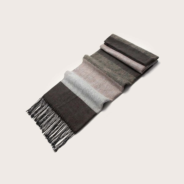 

Men Fringe Hem Scarf, Multicolor