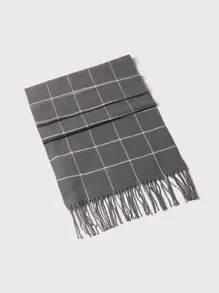 男士流蘇下擺格紋圍巾