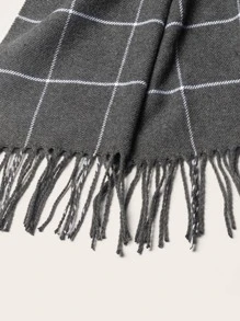 男士流蘇下擺格紋圍巾