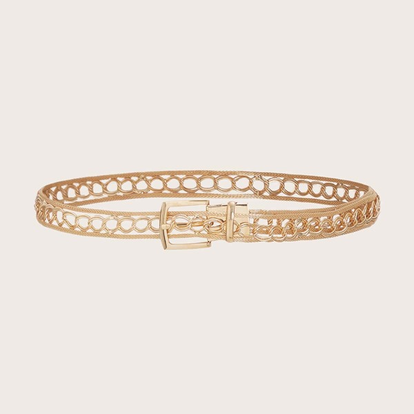 

Chain Link Buckle Belt, Gold