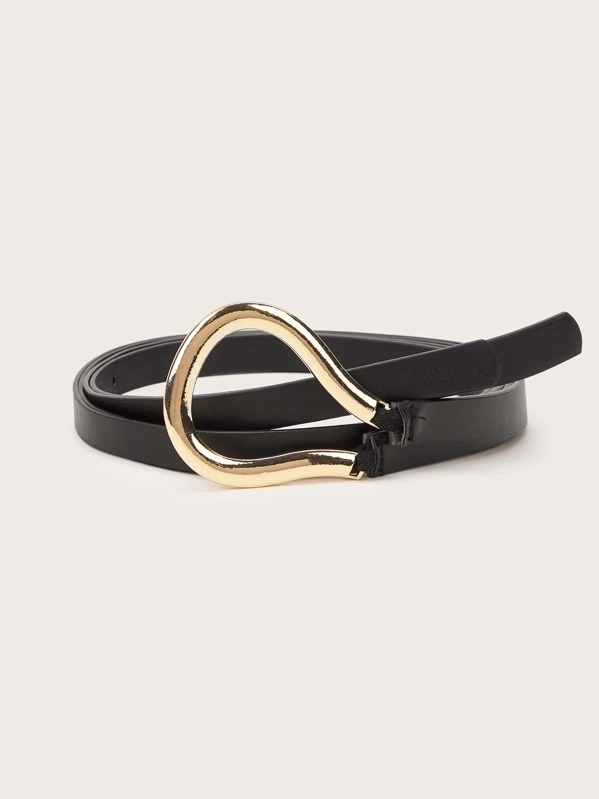 

Eyelet Decor Metal Buckle Belt, Black